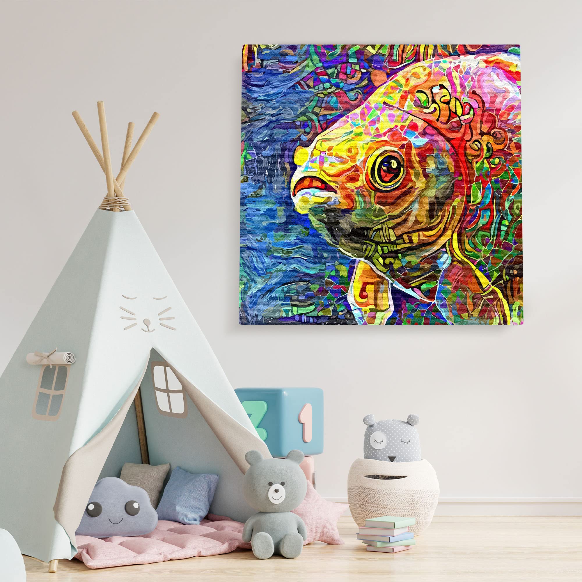 Amazon.co.jp: フィッシュキャンバス壁アート&抽象金魚壁装飾